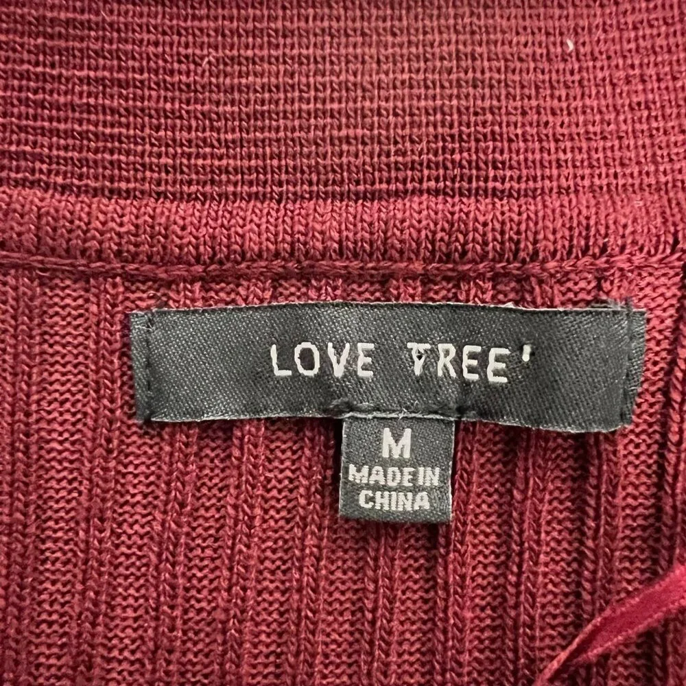 Love Tree Bodycon Sweater Dress Long Sleeve Burgundy Ribbed Size Medium